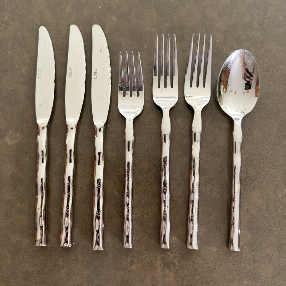 7 pcs Towle Living Collection Calypso Glossy Replacement Stainless Flatware